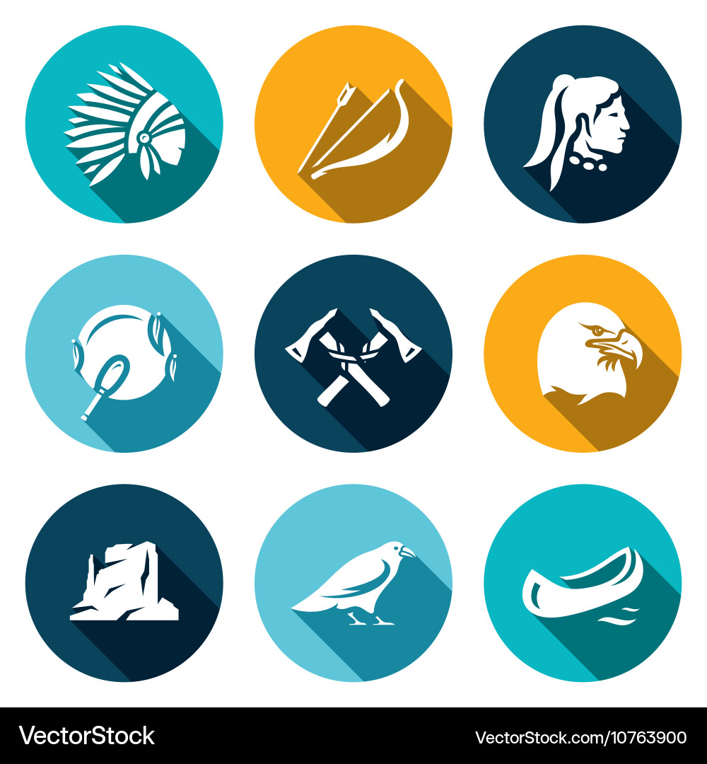 Set of apaches icons injun bow and arrow vector image