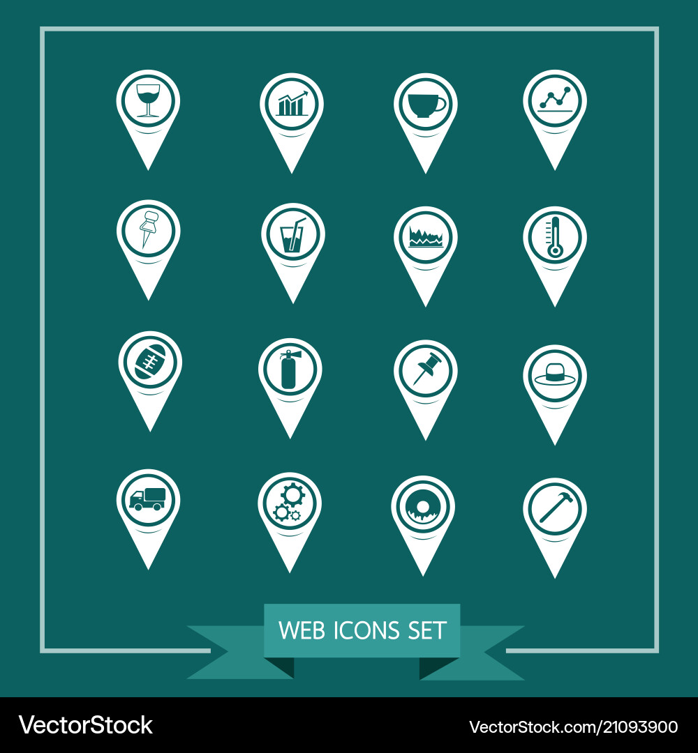 Set of map pointer icons for website Set of map pointer icons for website vector image