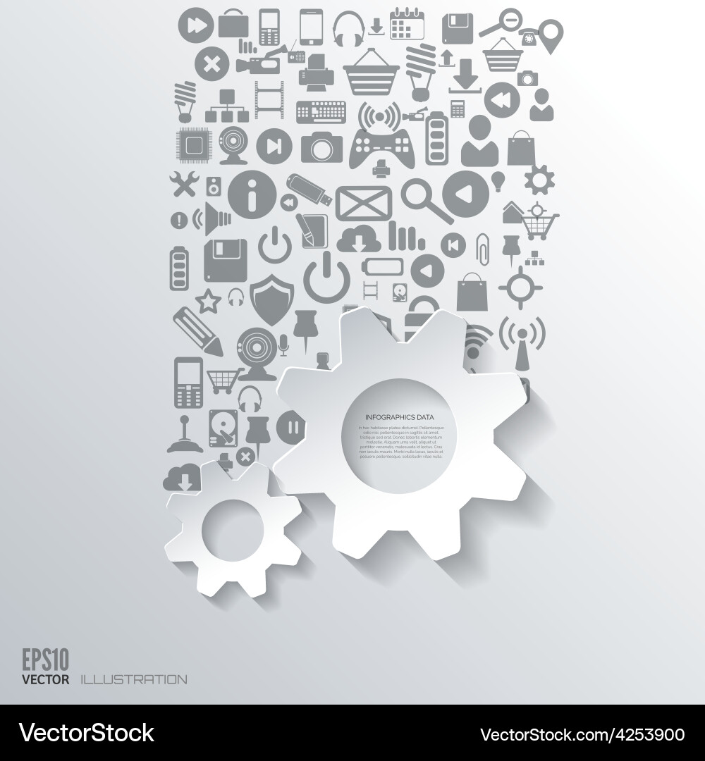 Settings icon flat abstract background with web Vector Image