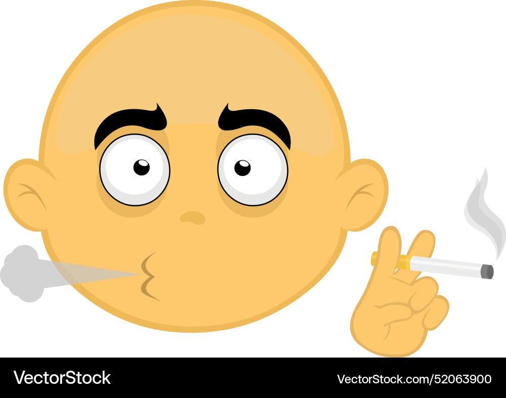 Smoking emoji yellow bald man Vector Image