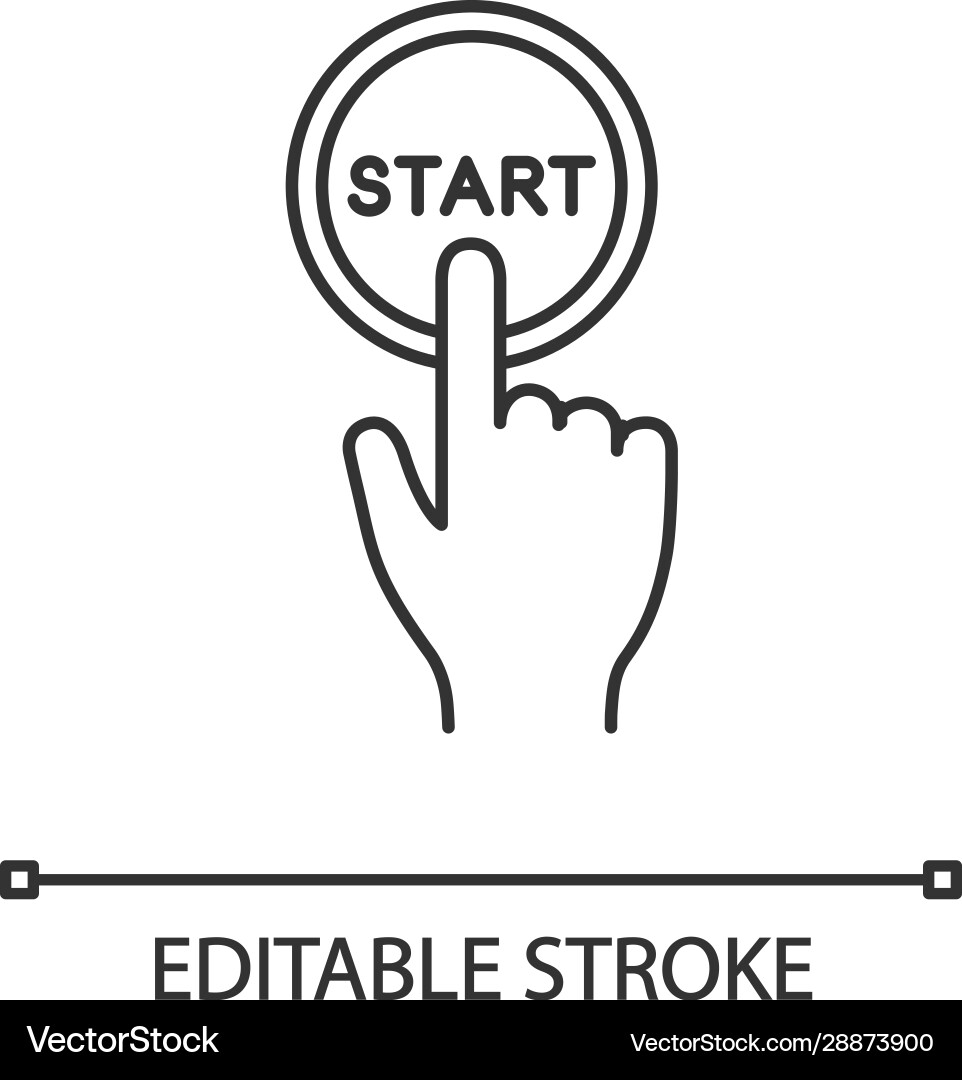 Start button click linear icon Start button click linear icon vector image