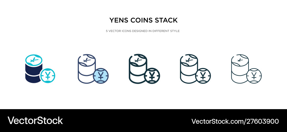 Yens coins stack icon in different style two Yens coins stack icon in different style two vector image
