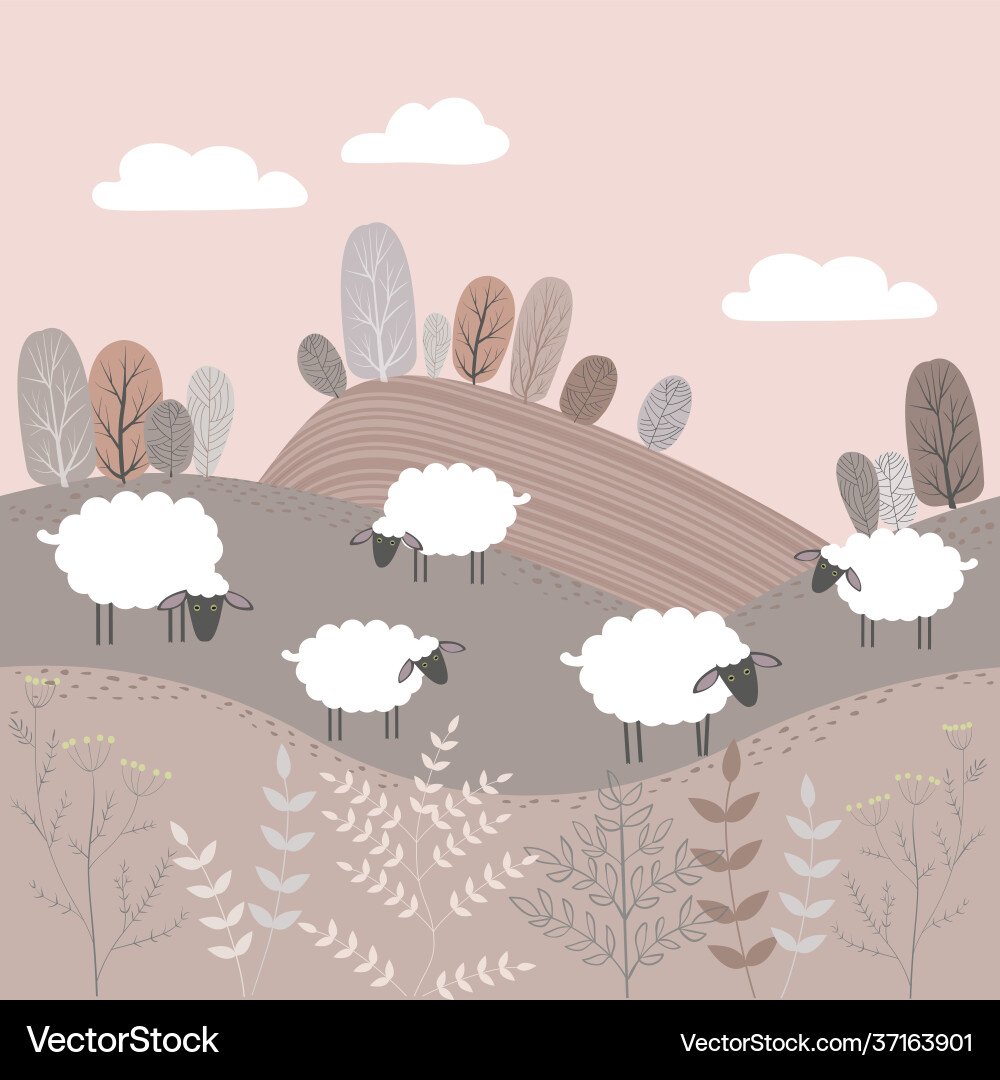 Autumn landscape with fields and trees Autumn landscape with fields and trees Vector Image