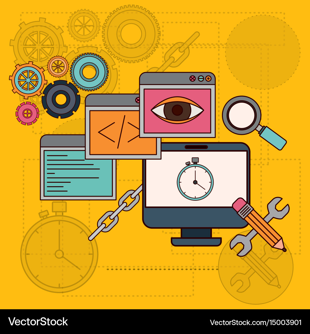Background with software tools for development Vector Image
