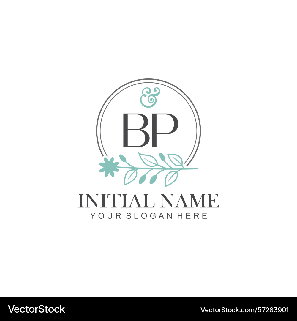 Bp initial logo templates with botanical elements Vector Image