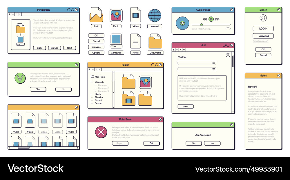 Computer 90s ui retro 80s and style gui vector image