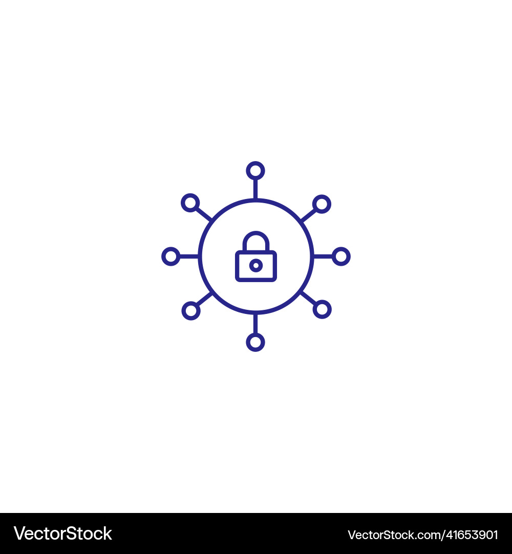 Cyber secure data network line icon web Cyber secure data network line icon web vector image
