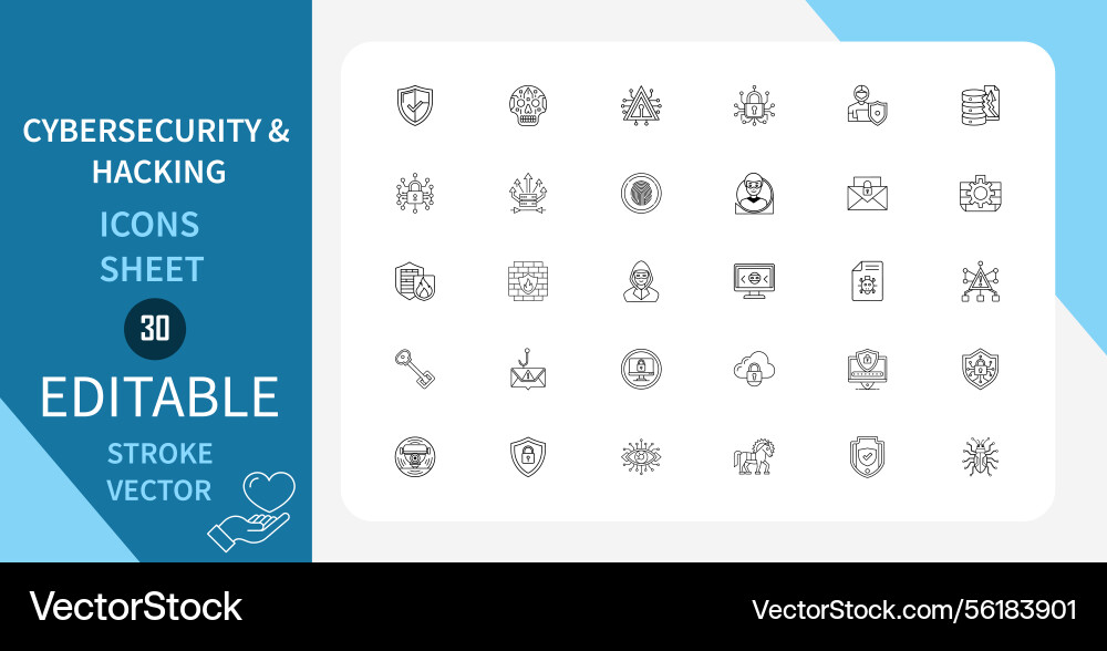 Cybersecurity and hacking line icons set Cybersecurity and hacking line icons set vector image