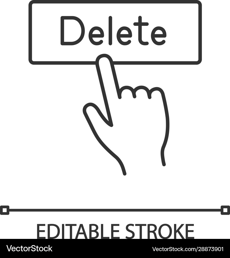 Delete button click linear icon vector image