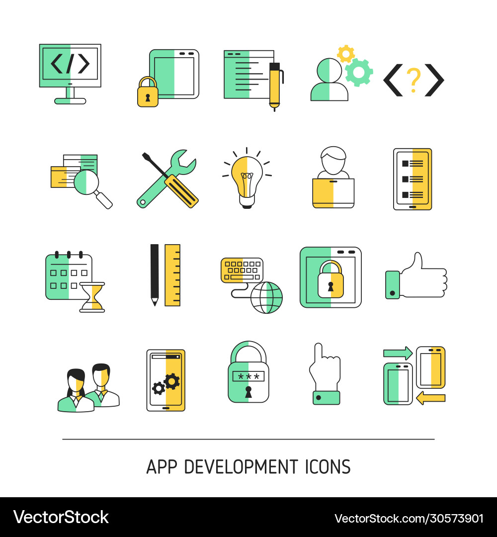 Design and app development icons Vector Image