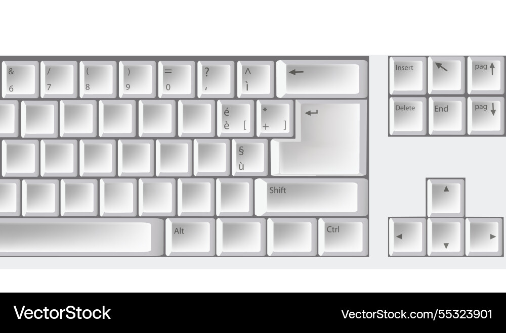Detailed view of a computer keyboard layout vector image