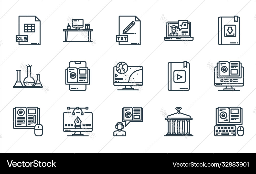 Elearning line icons linear set quality Elearning line icons linear set quality vector image