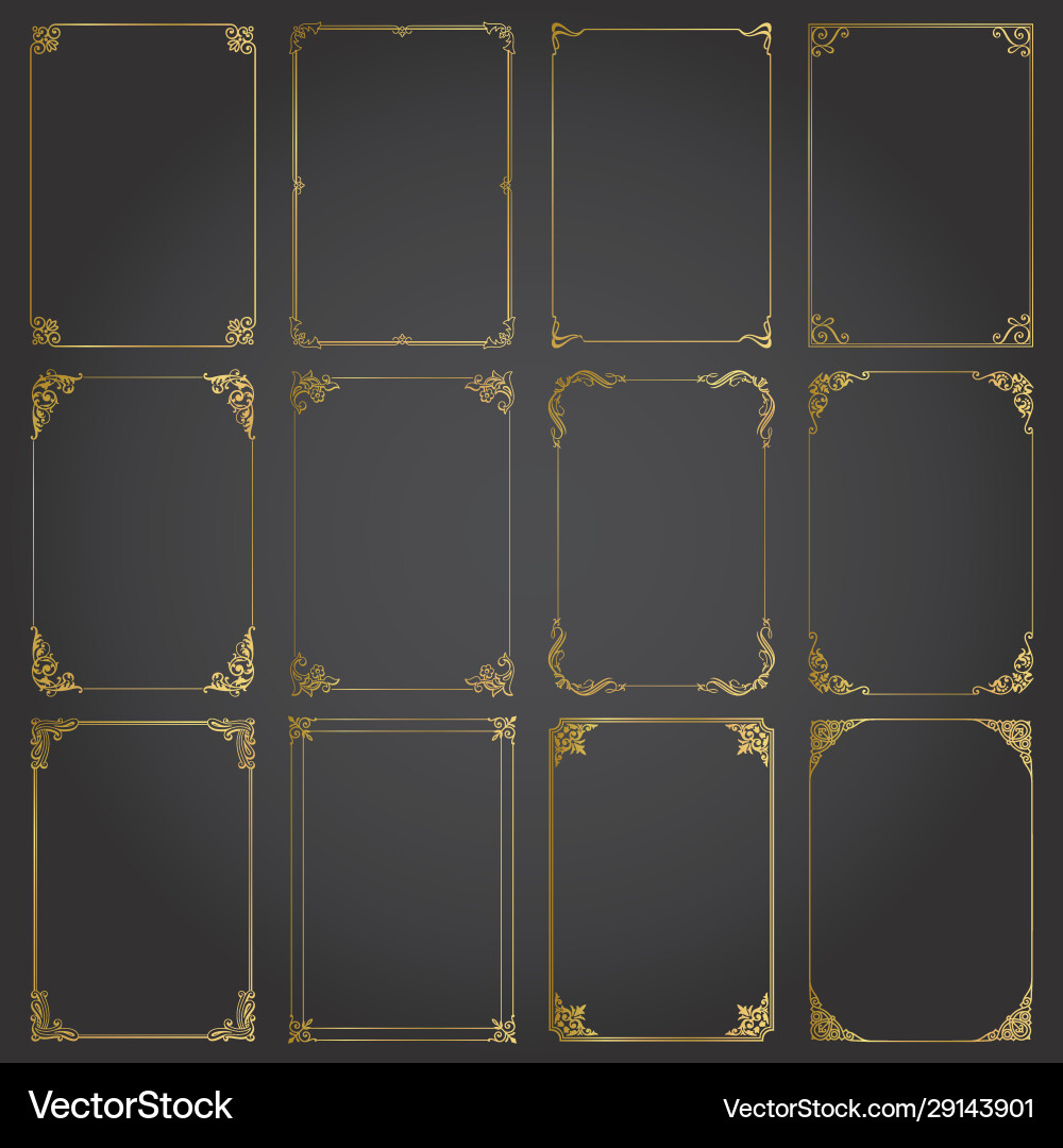Gold Decorative Frames & Borders vector image