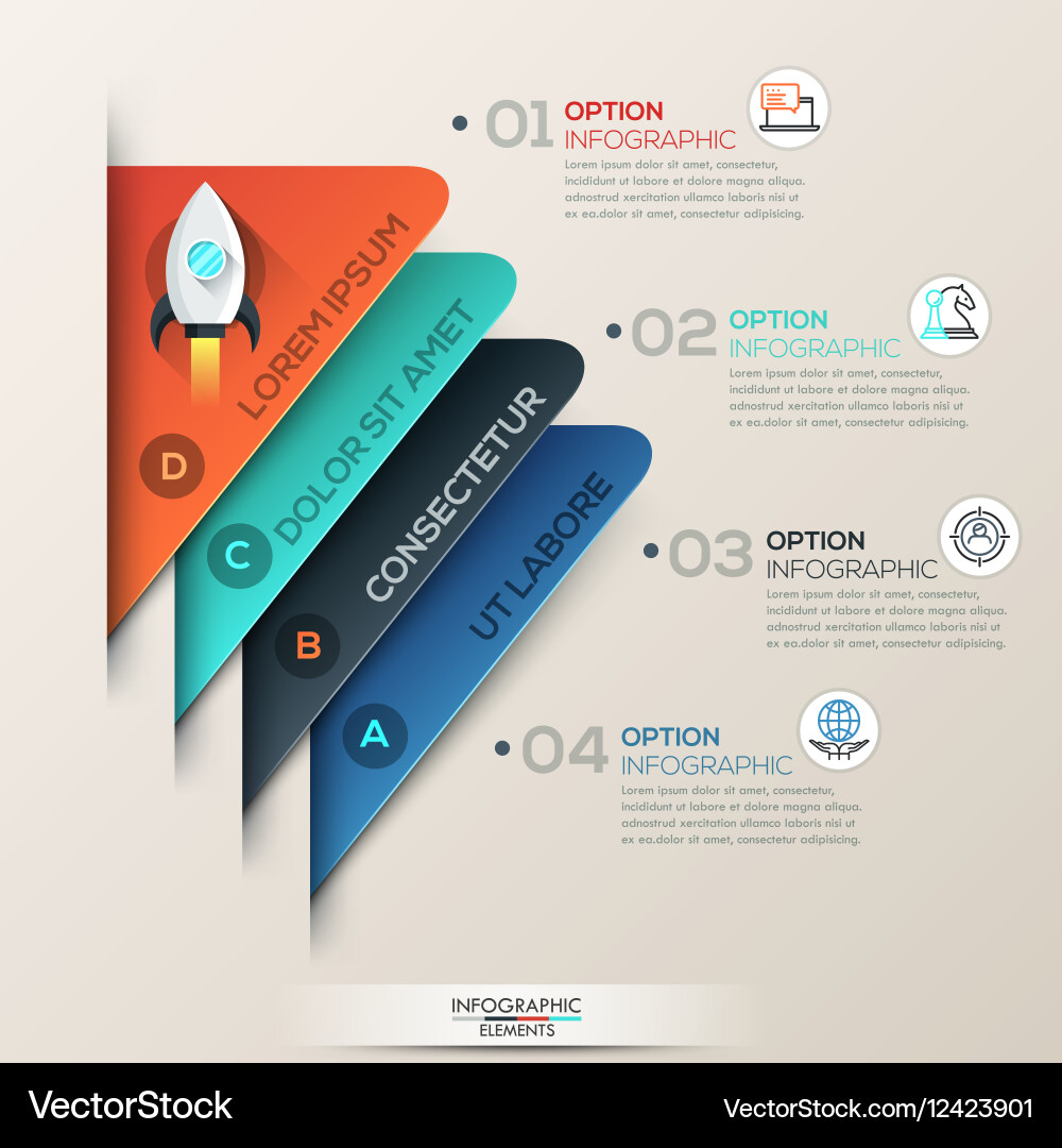 Infographic design template with 4 triangular vector image