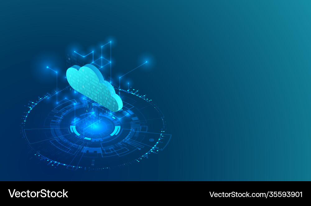Isometric big data flow processing concept cloud Isometric big data flow processing concept cloud vector image