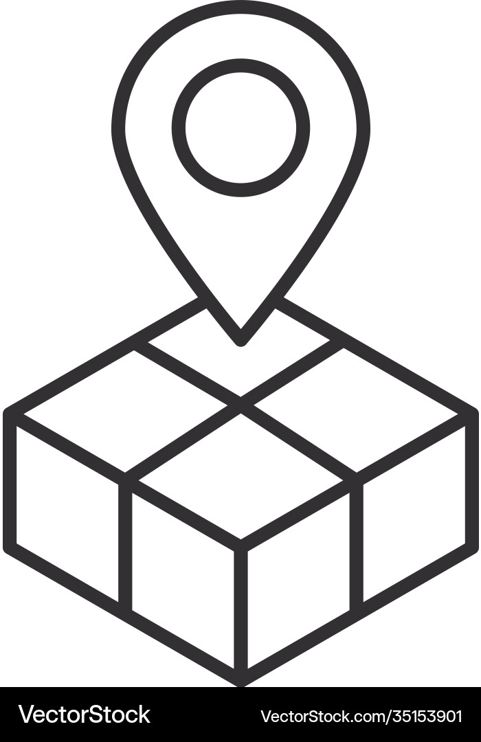 Lieferbox Map Pointer Lage Linie Stil vektorbild