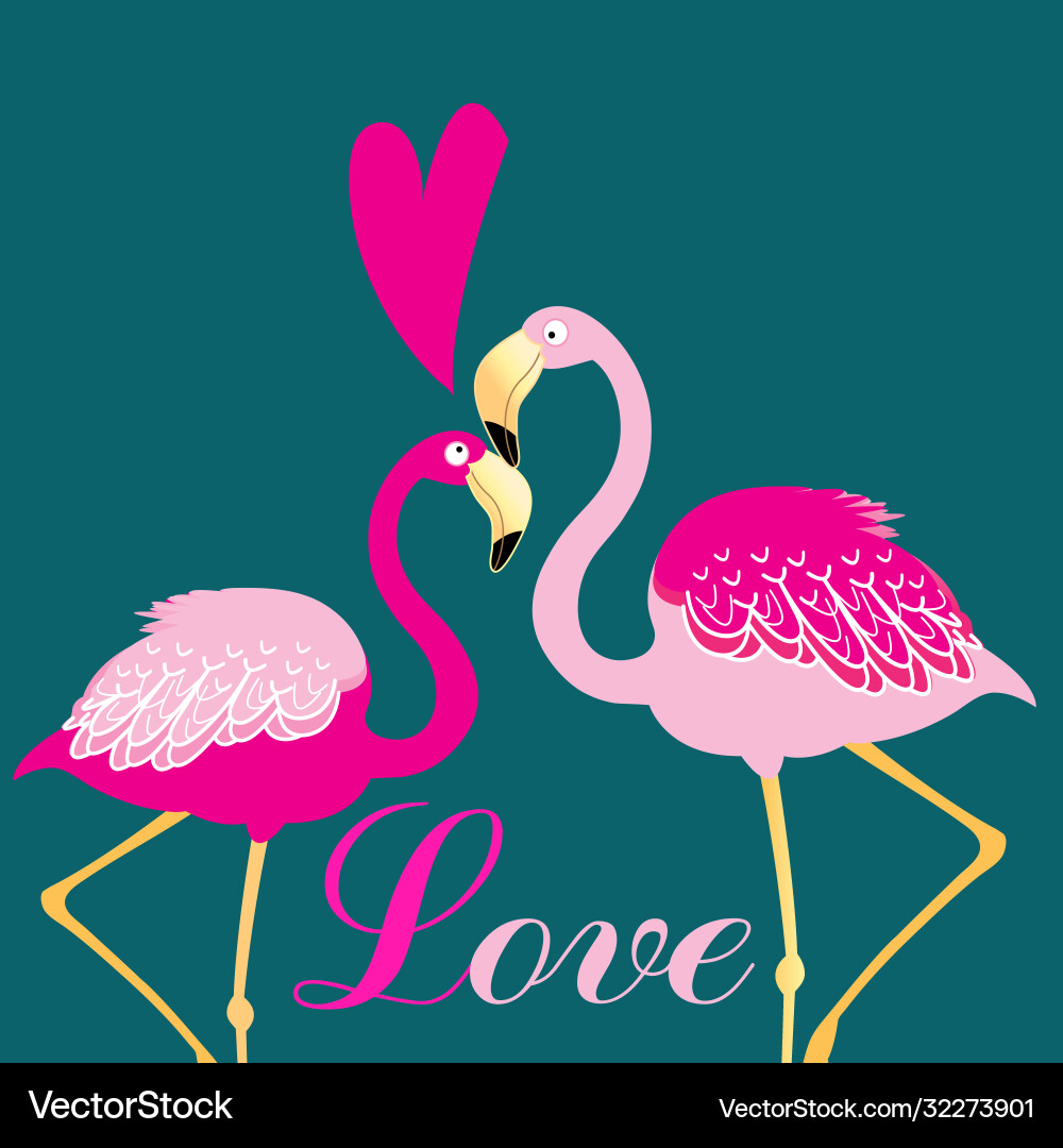 Love birds flamingos Love birds flamingos vector image