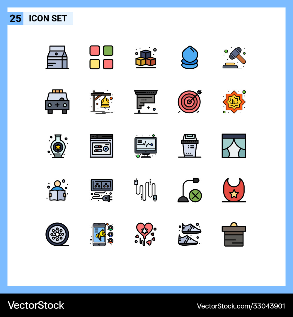 Mobile interface filled line flat color set 25 Vector Image