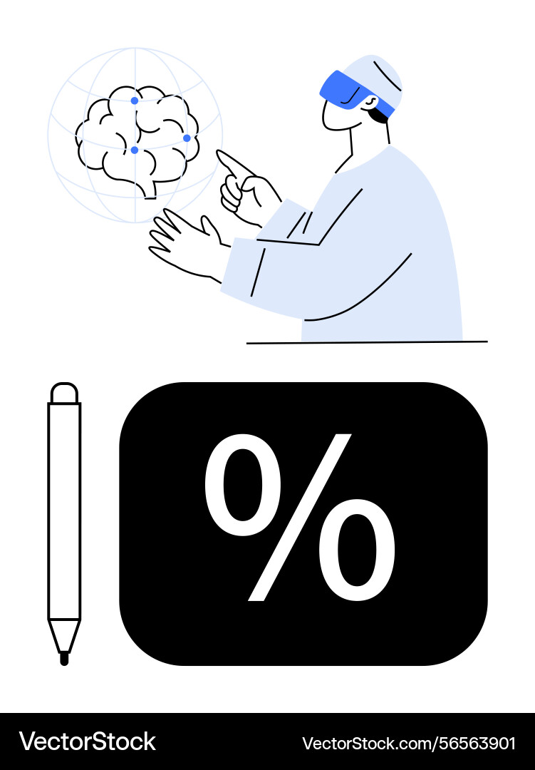 Person using virtual reality to analyze brain data Person using virtual reality to analyze brain data vector image