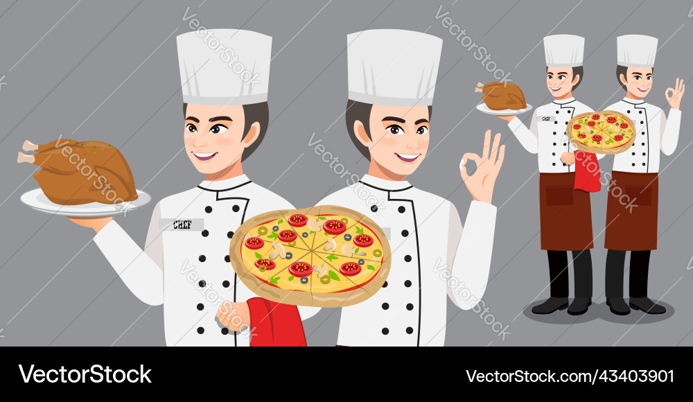 Professional man chef working character design Professional man chef working character design vector image