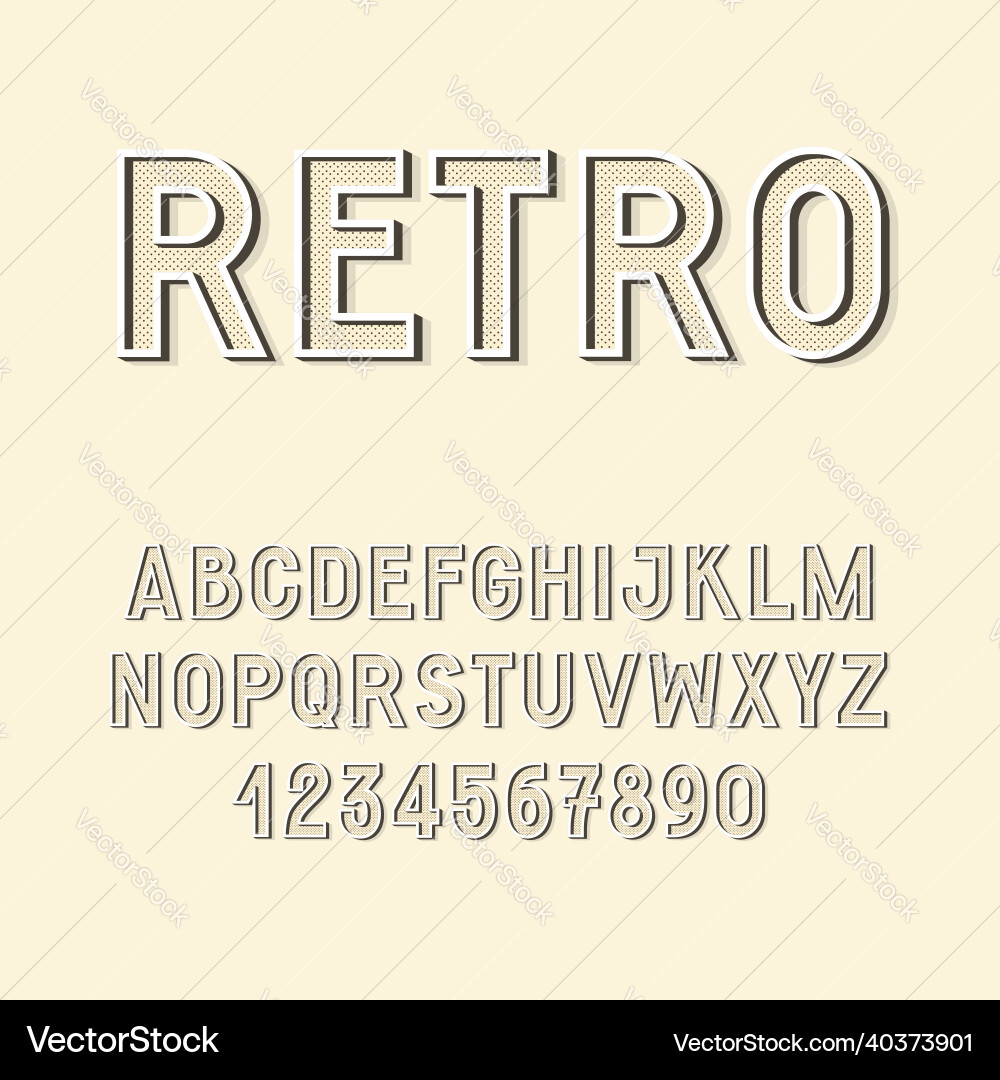 Retro 3d font with dots Vector Image