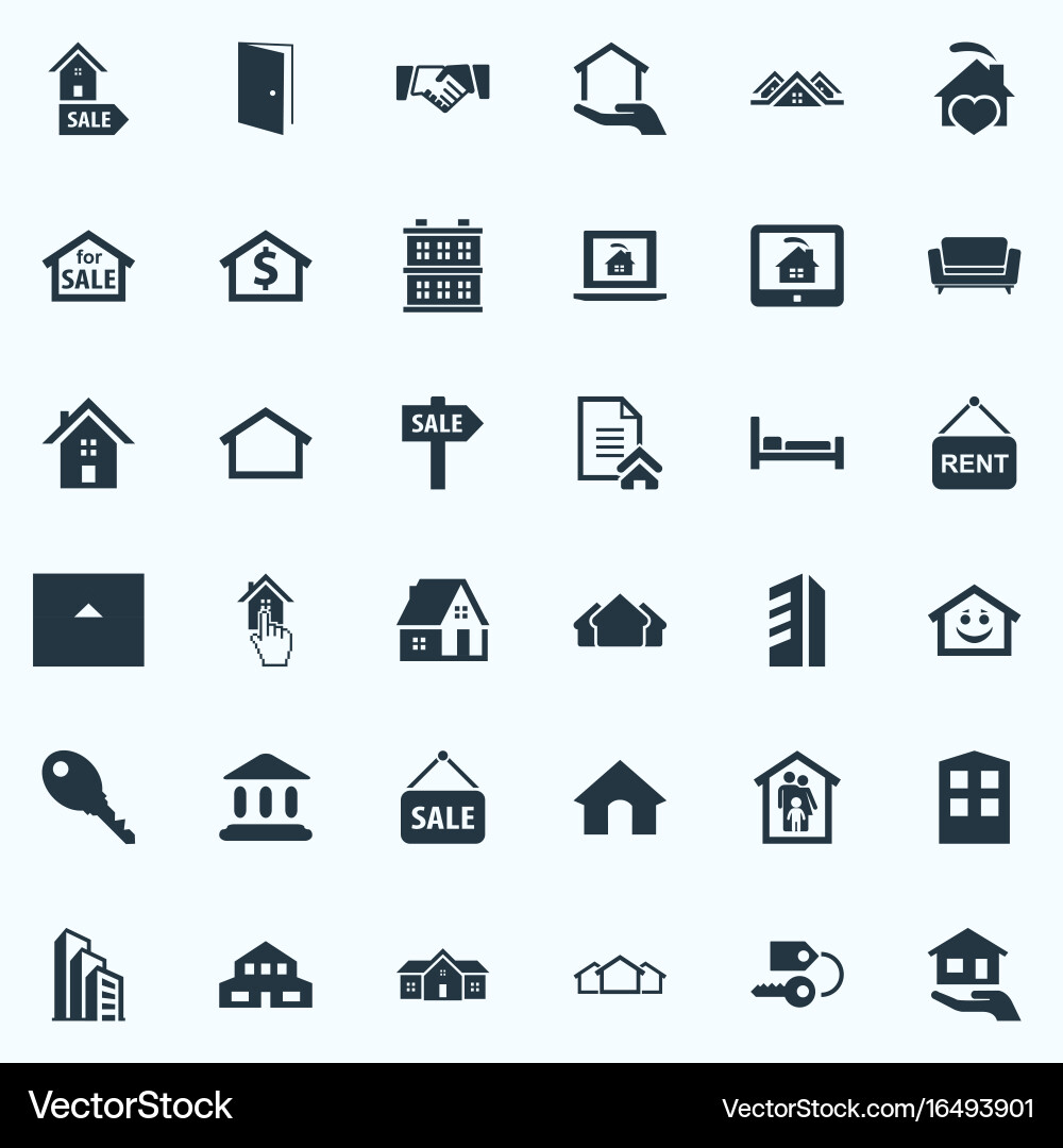 Set of simple property icons vector image