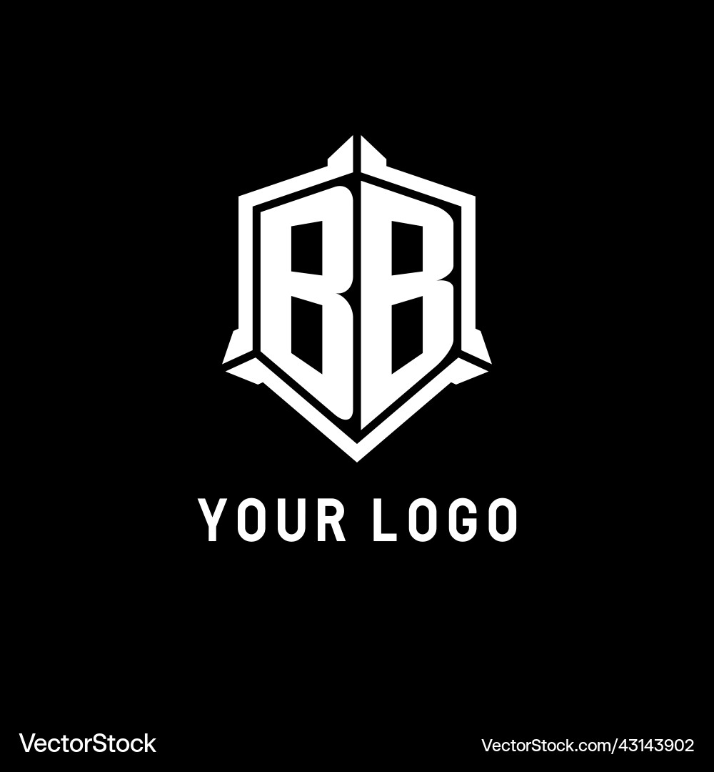 Bb logo initial with shield shape design style vector image