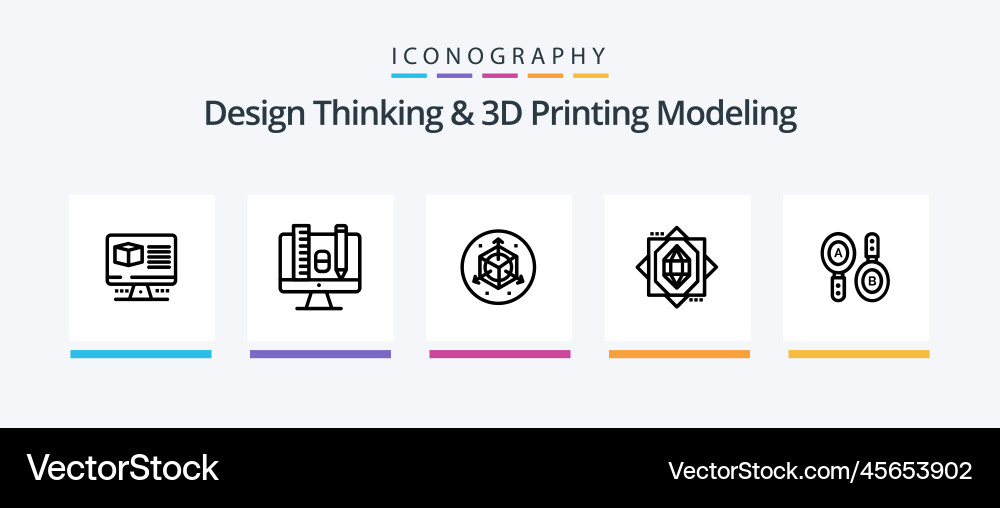 Design thinking and d printing modeling line 5 Vector Image