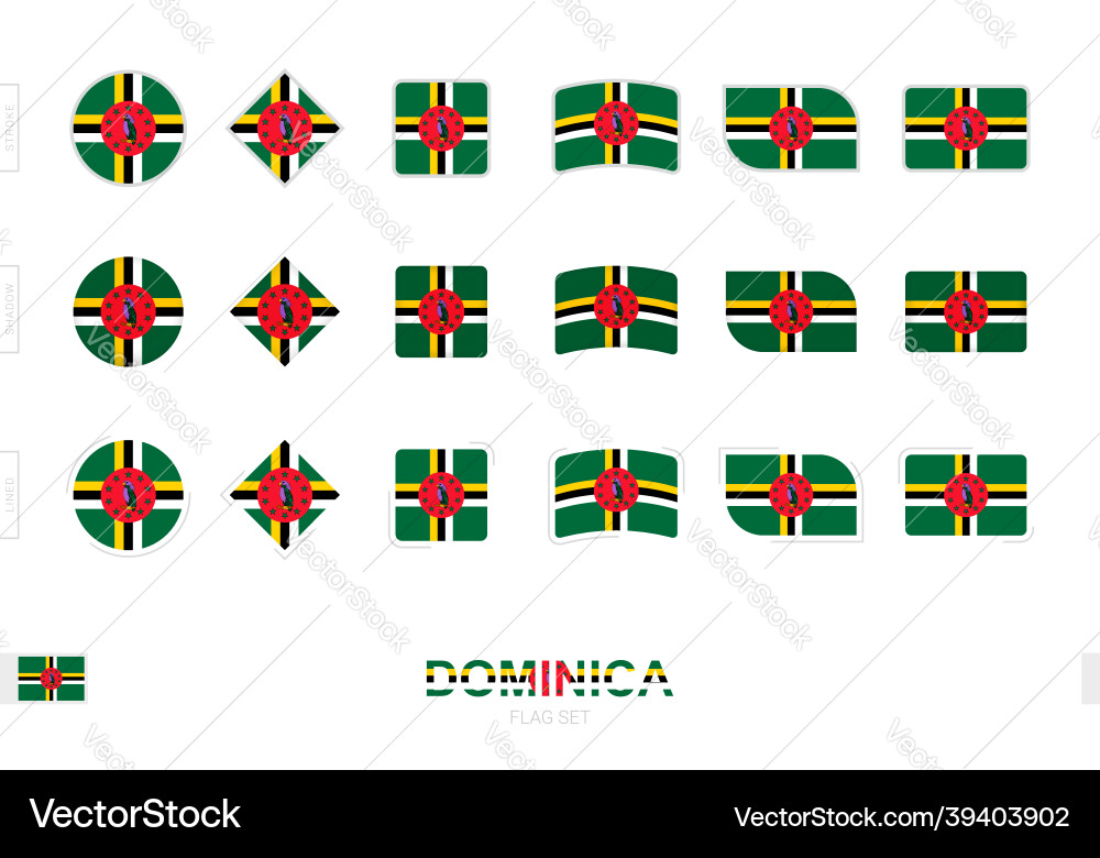 Dominica flag set simple flags of Vector Image