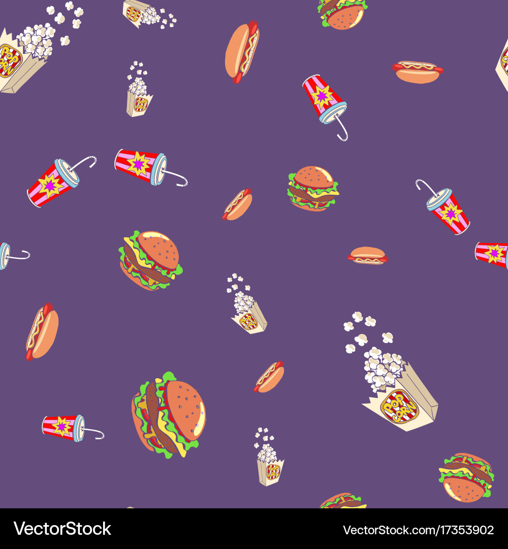 Fast food seamless pattern background Vector Image