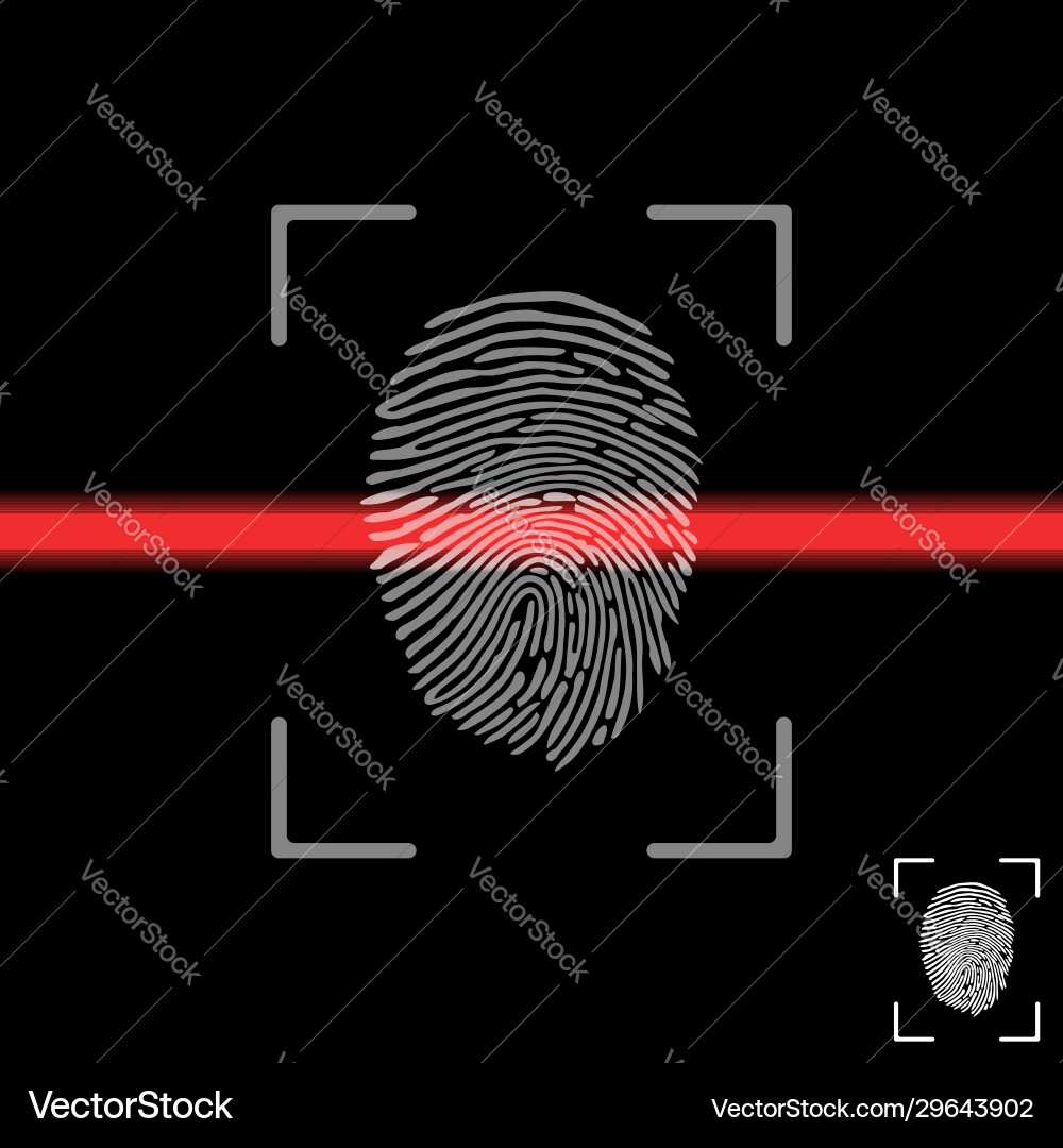 Fingerprint on scanning screen finger print scan vector image