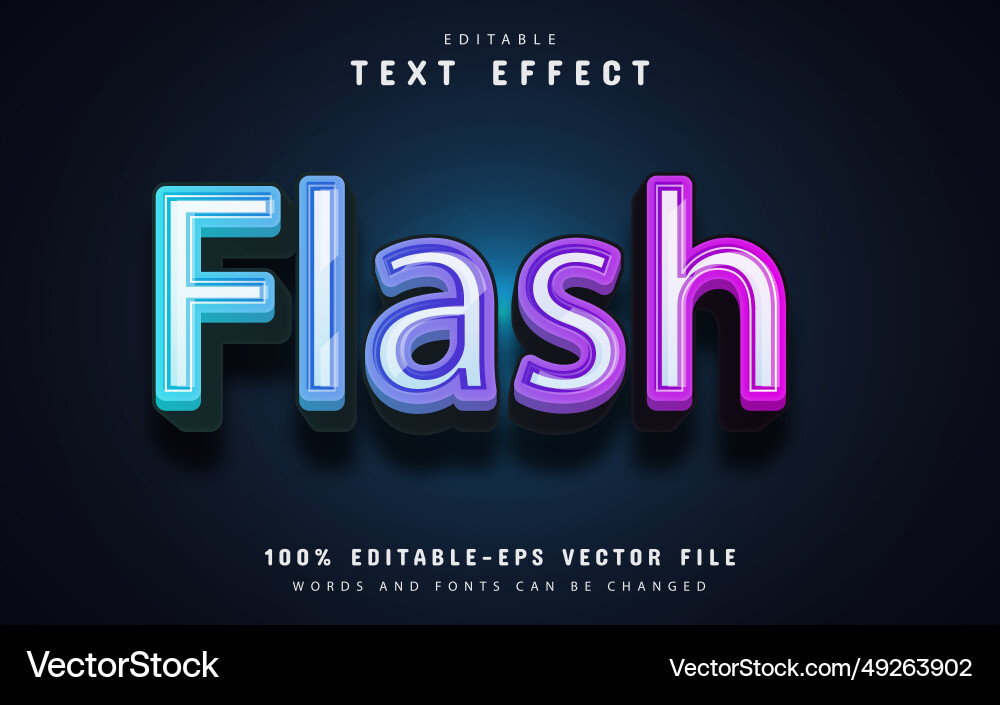Flash text 3d gradient effect Flash text 3d gradient effect vector image