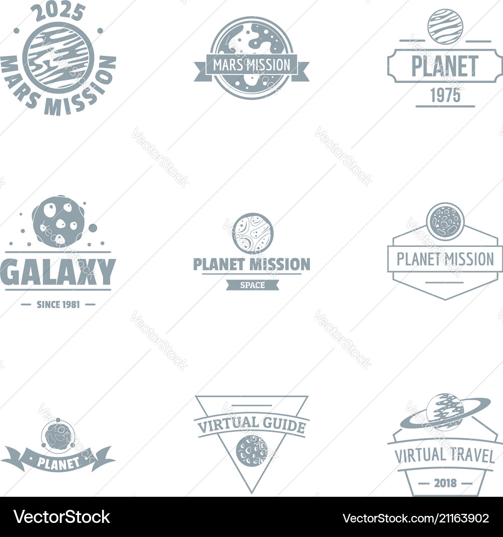 Galactic logo set simple style Galactic logo set simple style vector image