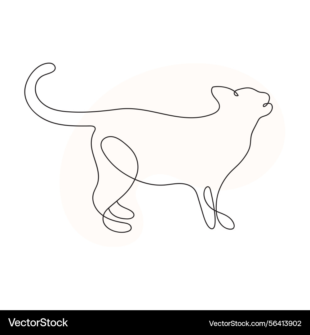 Outine cat cute in continuous one line vector image