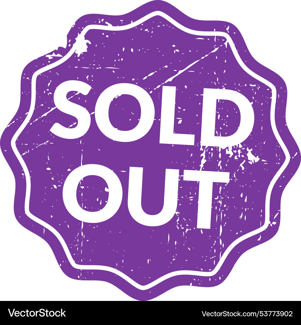 Purple stamp indicating sold out status Purple stamp indicating sold out status vector image
