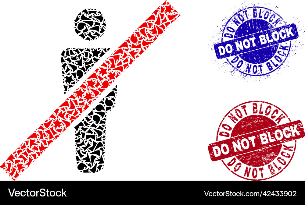 Remove man mosaic of fractions with do not block Remove man mosaic of fractions with do not block vector image