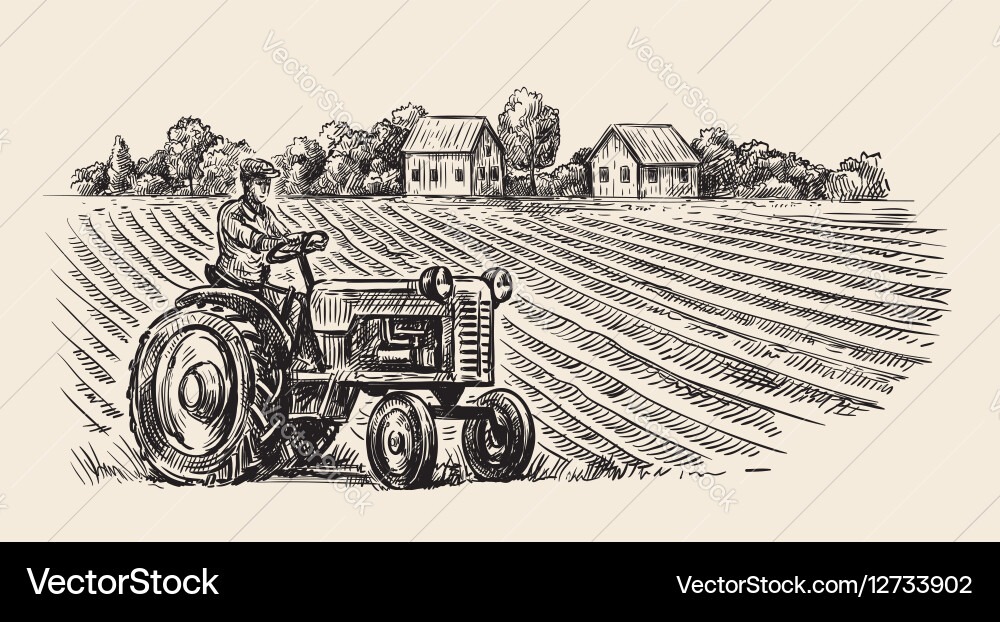 Retro tractor Royalty Free Vector Image - VectorStock