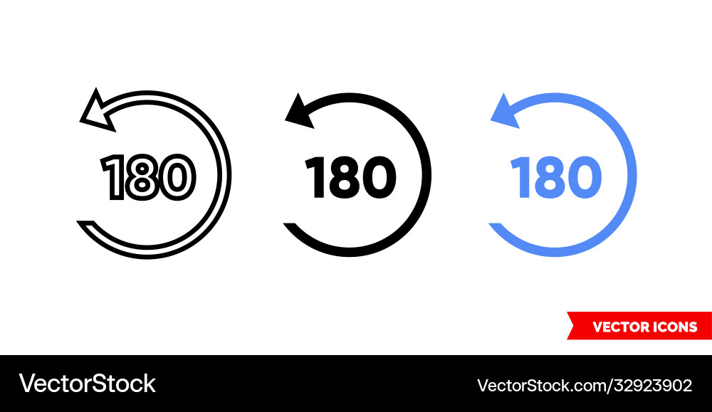 Rotate 180 icon 3 types isolated sign Rotate 180 icon 3 types isolated sign vector image