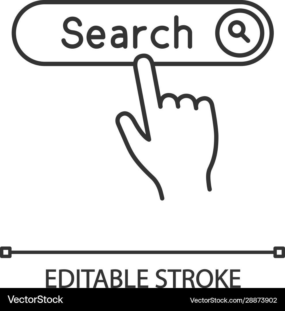 Search button click linear icon Search button click linear icon vector image