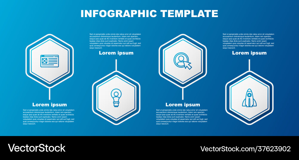 Set line browser window head with lamp bulb Set line browser window head with lamp bulb vector image