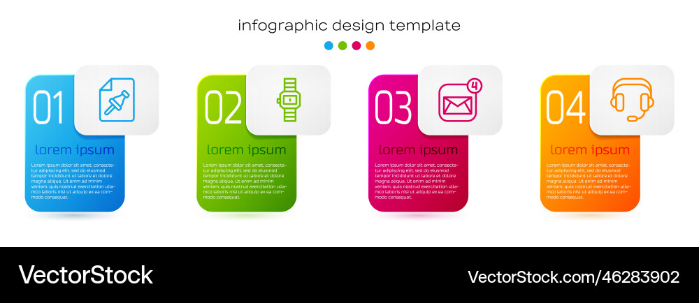 Set line note paper with push button wrist watch Set line note paper with push button wrist watch vector image