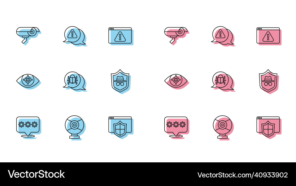Set line password protection security camera Vector Image
