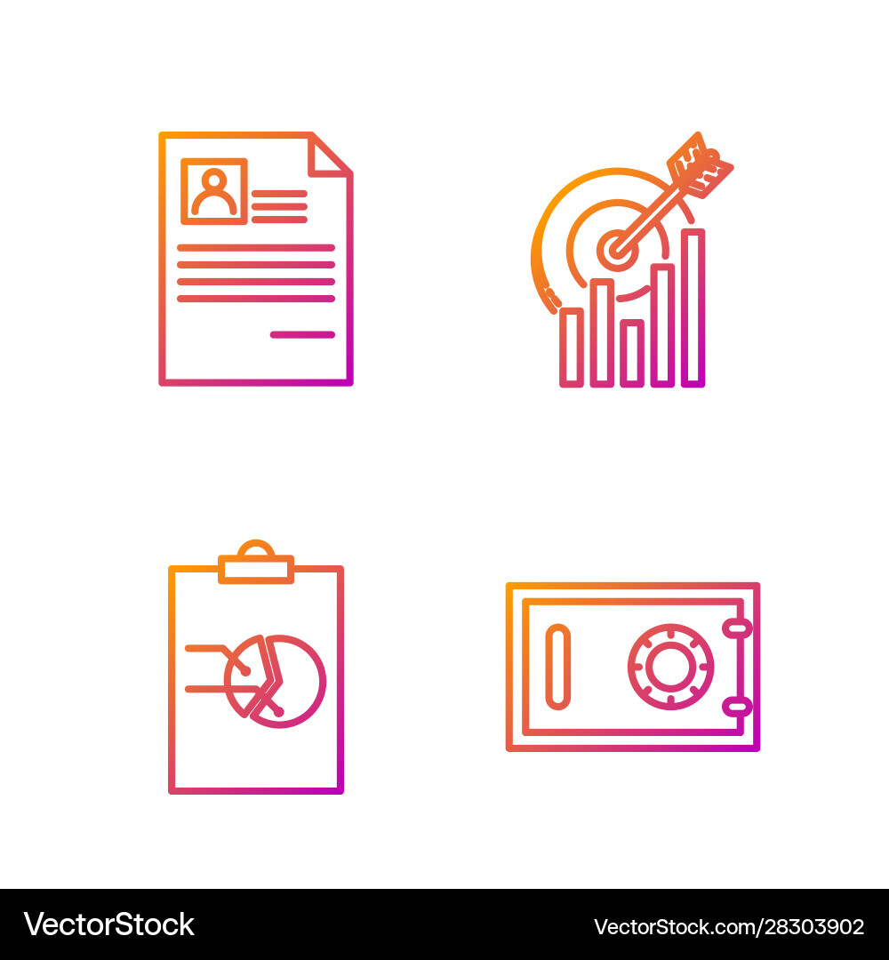 Set line safe clipboard with graph chart resume Set line safe clipboard with graph chart resume vector image