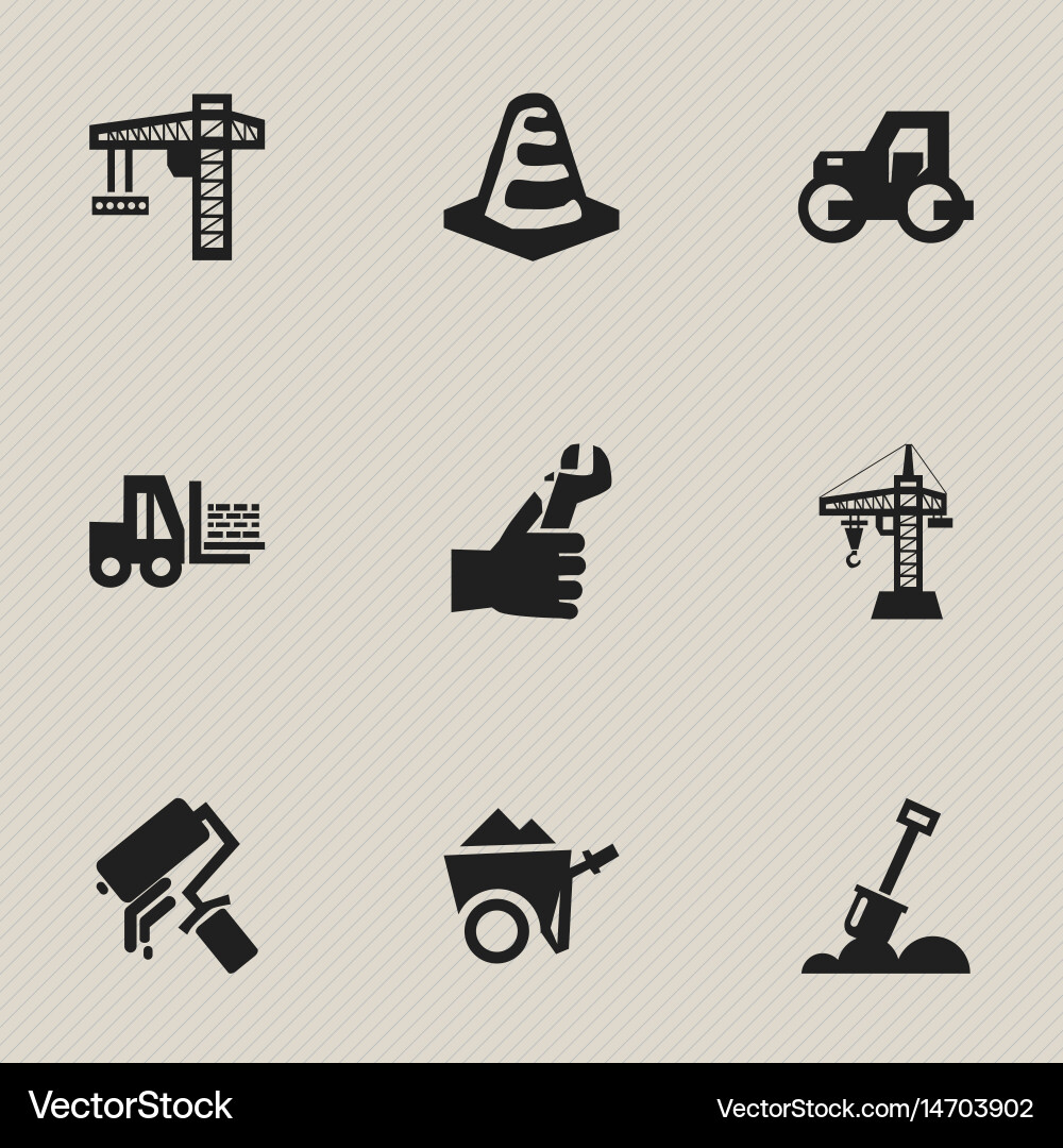 Set of 9 editable building icons includes symbols Vector Image