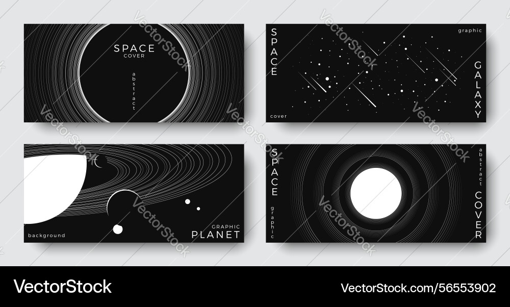 Set of abstract space horizontal backgrounds vector image