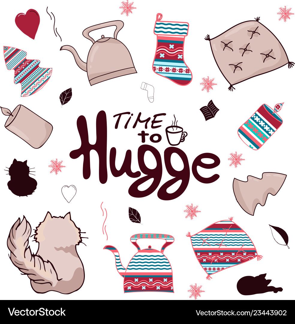Set of colorful objects in the style hugge Set of colorful objects in the style hugge Vector Image