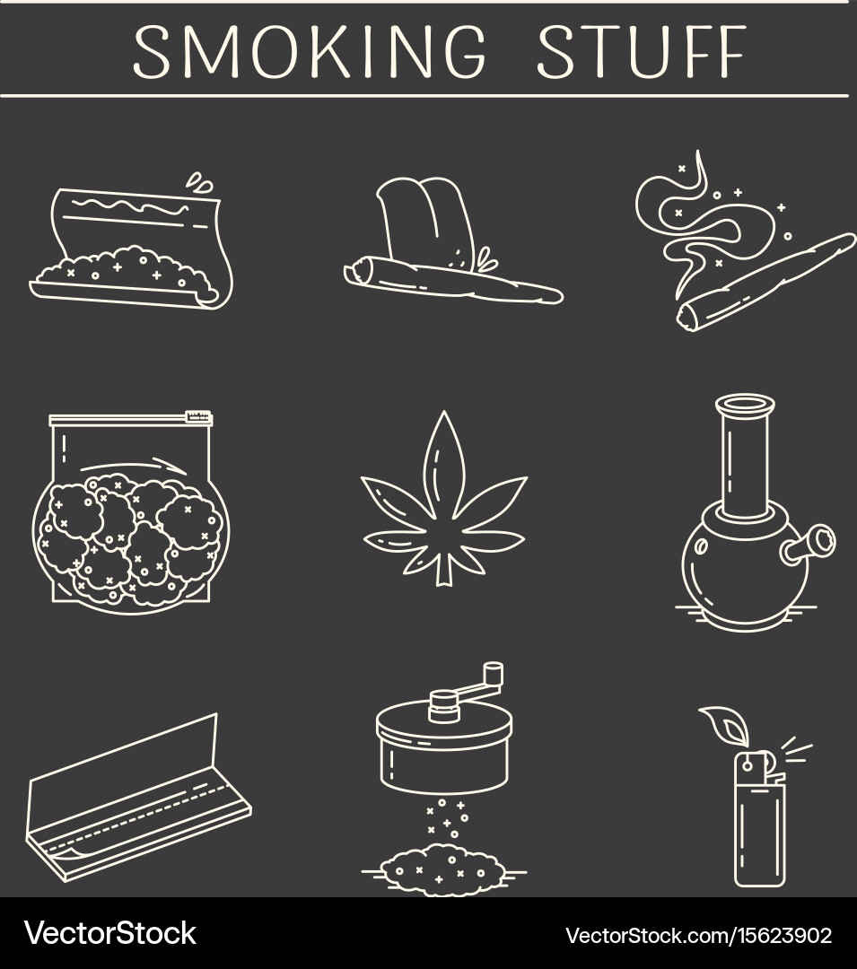 Set of icons in thin line style vector image