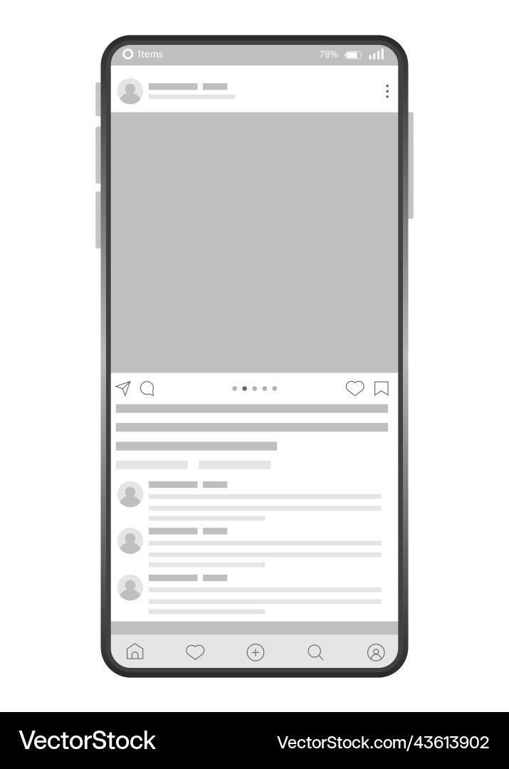 Smartphone interface post mock up with carousel Smartphone interface post mock up with carousel Vector Image