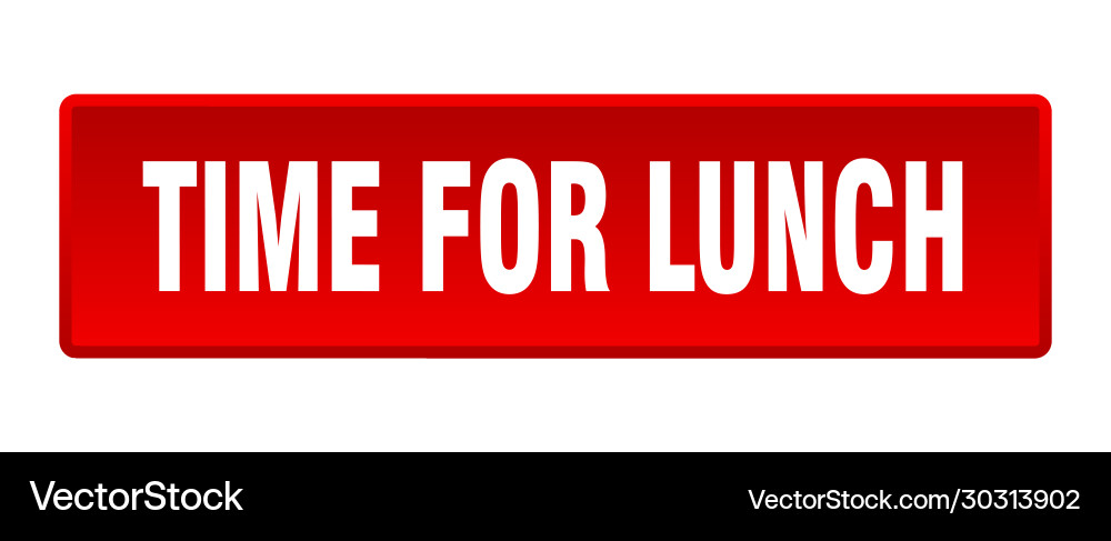 Time for lunch button square red vector image