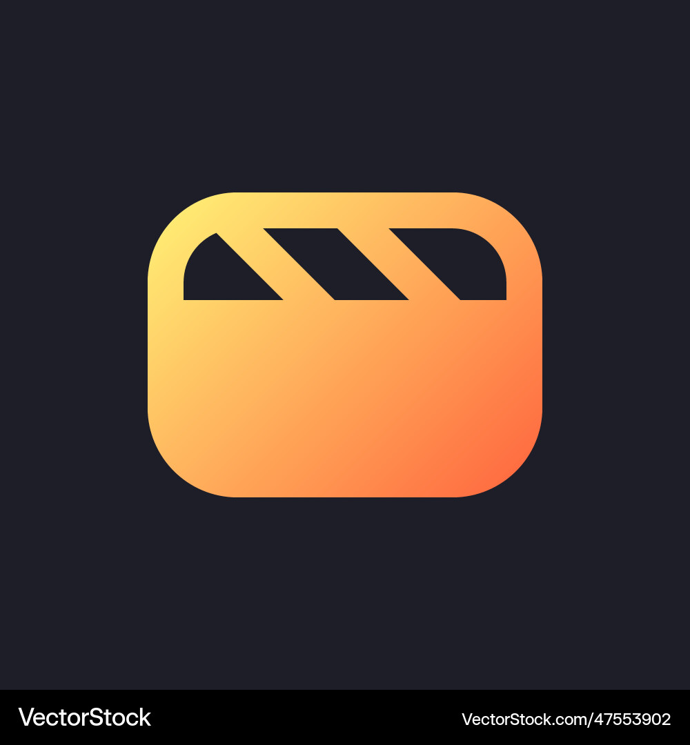 Video file orange solid gradient ui icon for dark Video file orange solid gradient ui icon for dark vector image